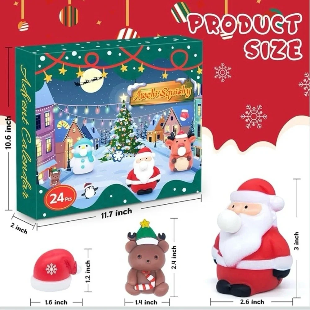 NEW - Advent Calendar 2025 Mochi Squishy - 24 Days of Christmas Countdown Calend